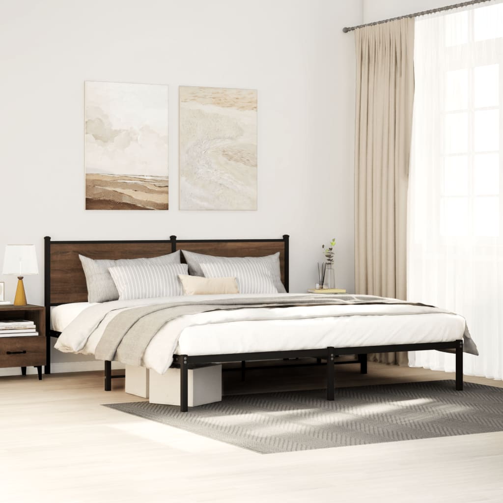 vidaXL Bedframe zonder matras metaal gerookt eikenkleurig 120x200 cm