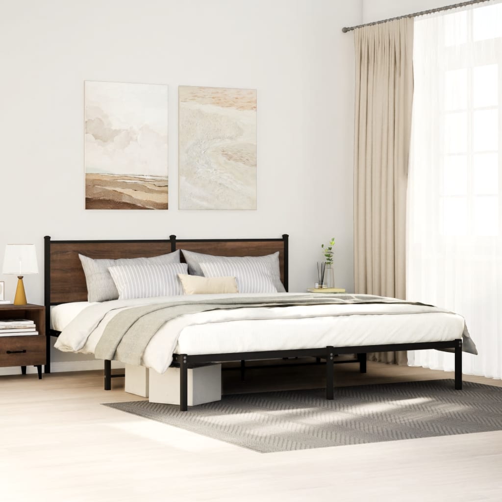 vidaXL Bedframe zonder matras metaal gerookt eikenkleurig 120x200 cm