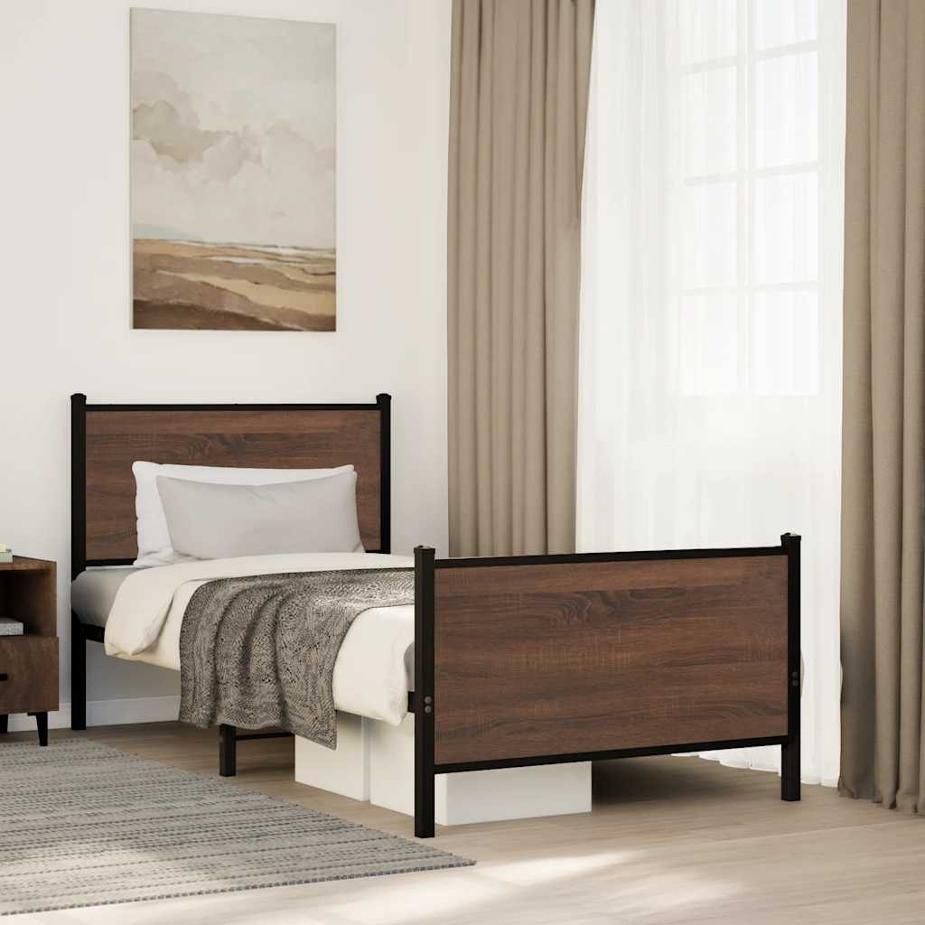 vidaXL Bedframe zonder matras metaal gerookt eikenkleurig 120x200 cm