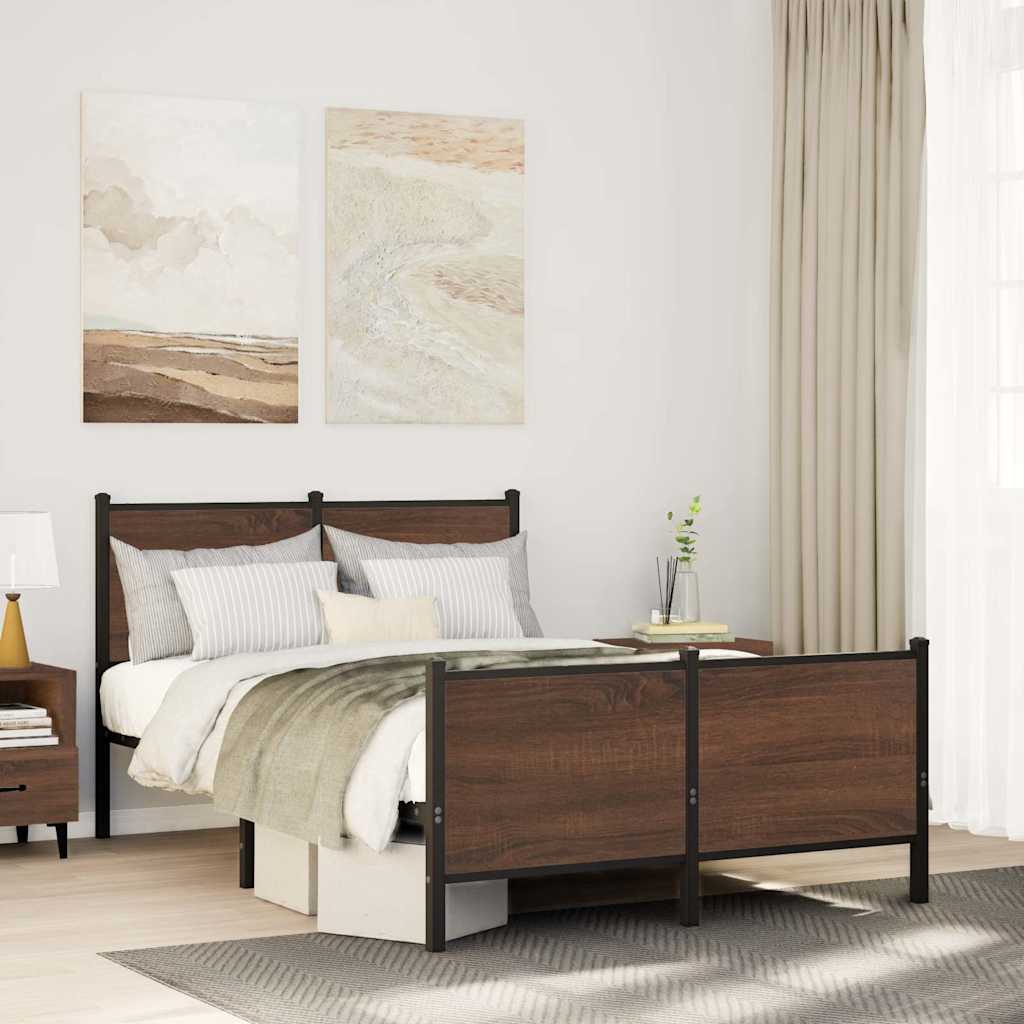 vidaXL Bedframe zonder matras metaal gerookt eikenkleurig 120x200 cm