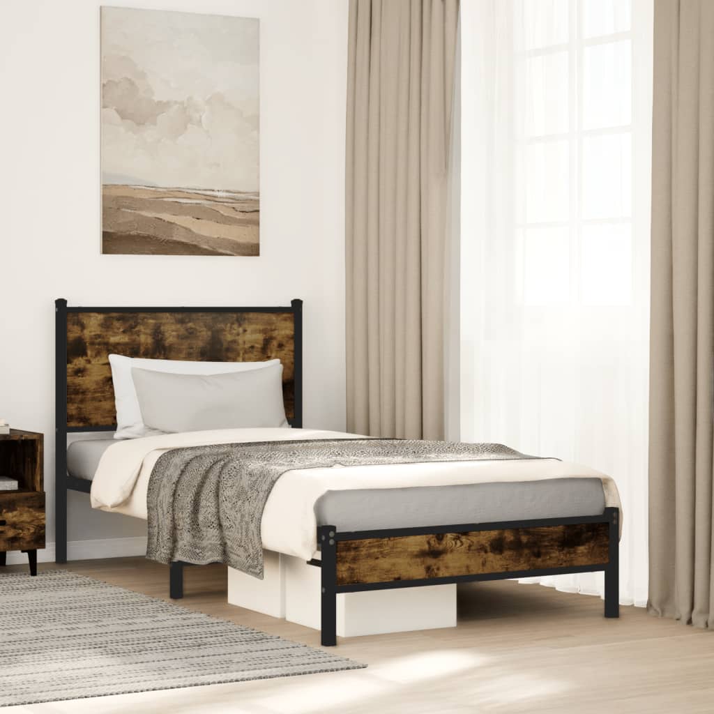 vidaXL Bedframe zonder matras metaal gerookt eikenkleurig 120x200 cm