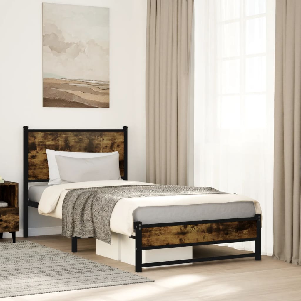vidaXL Bedframe zonder matras metaal gerookt eikenkleurig 120x200 cm