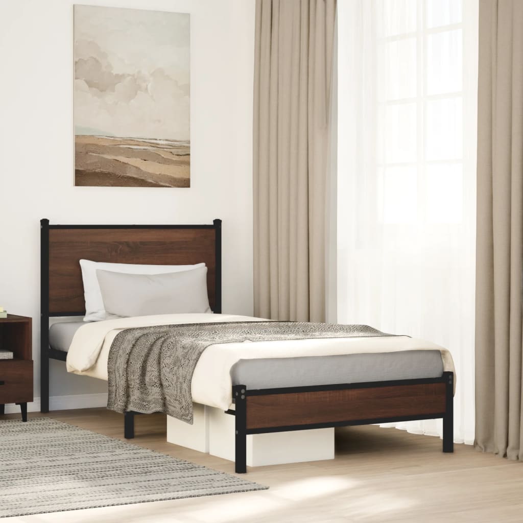 vidaXL Bedframe zonder matras metaal gerookt eikenkleurig 120x200 cm