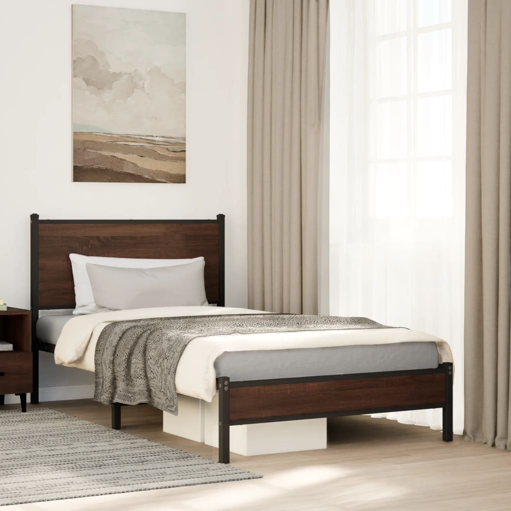 vidaXL Bedframe zonder matras metaal gerookt eikenkleurig 120x200 cm
