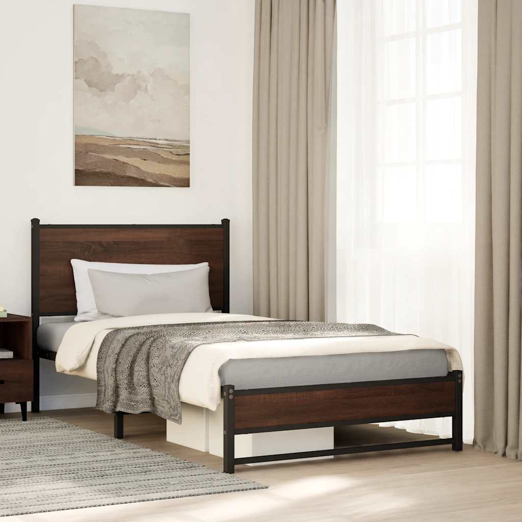 vidaXL Bedframe zonder matras metaal gerookt eikenkleurig 120x200 cm
