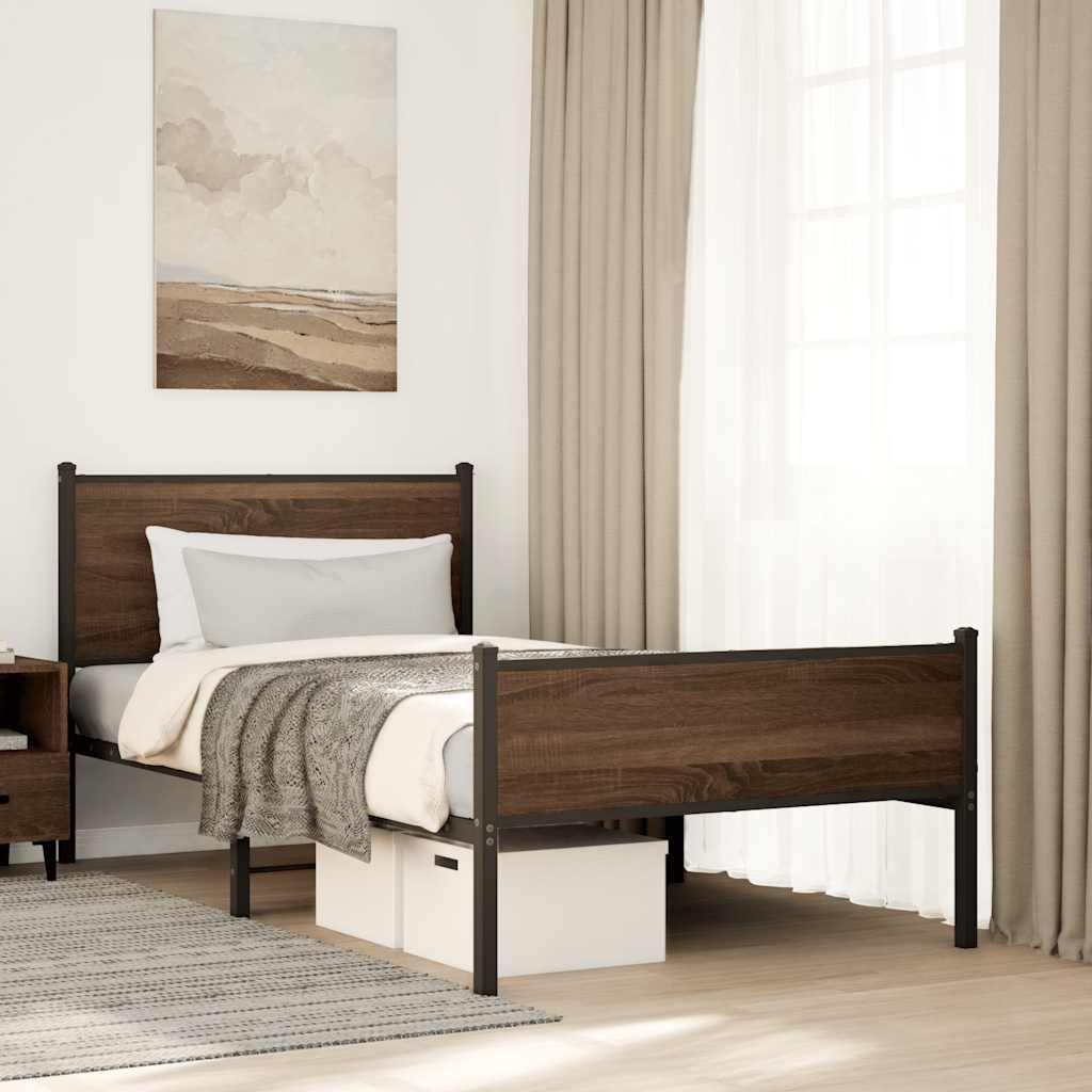 vidaXL Bedframe zonder matras metaal gerookt eikenkleurig 120x200 cm
