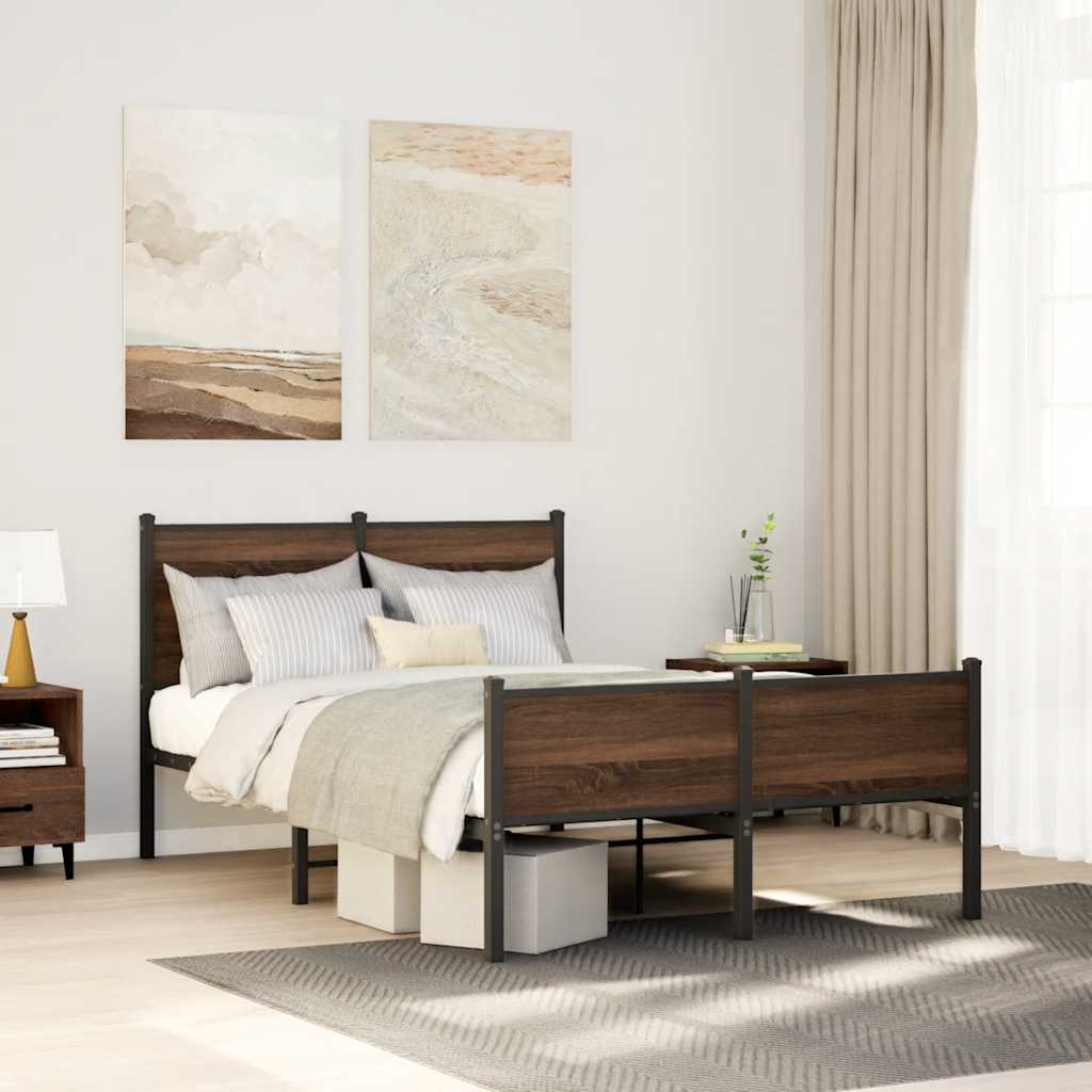 vidaXL Bedframe zonder matras metaal gerookt eikenkleurig 120x200 cm
