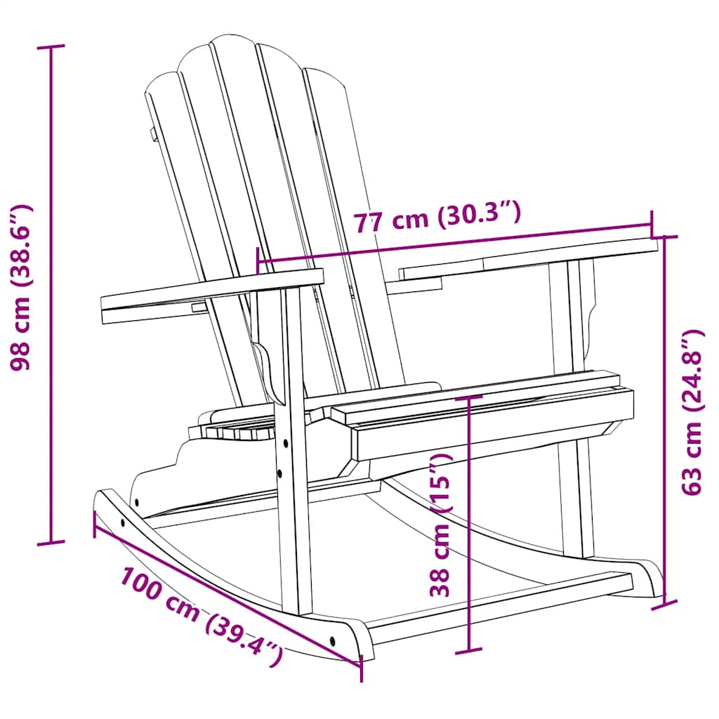 vidaXL Schommelstoel Adirondack massief teakhout