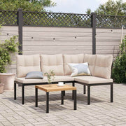 vidaXL Tuinbanken met kussens 2 st gepoedercoat staal zwart