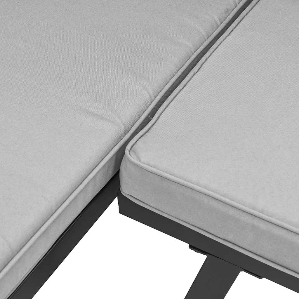 vidaXL Tuinbanken met kussens 2 st gepoedercoat staal zwart