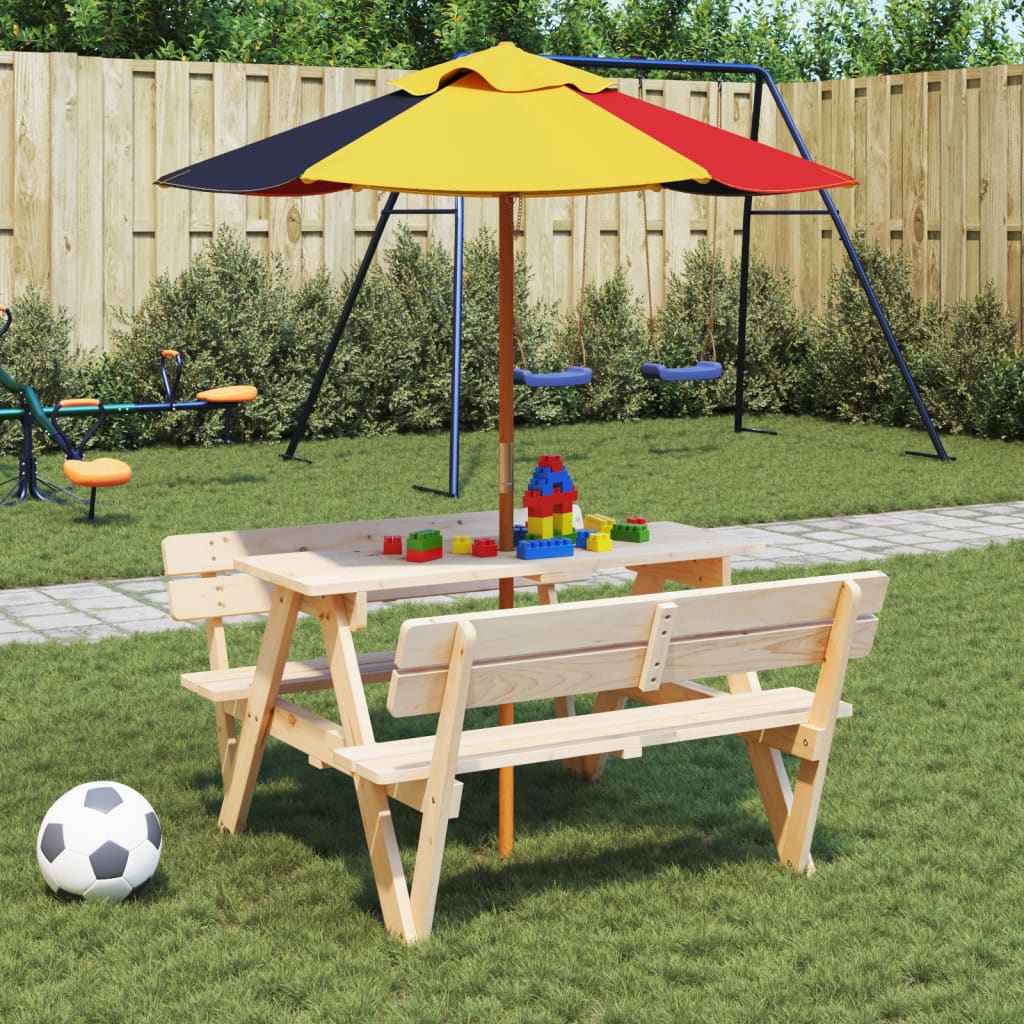 vidaXL Parasol voor kinderen met houten paal Ø120x140 cm