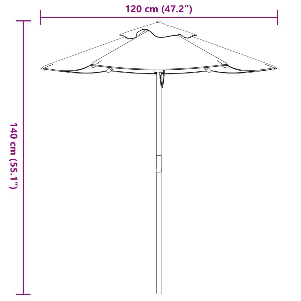 vidaXL Parasol voor kinderen met houten paal Ø120x140 cm
