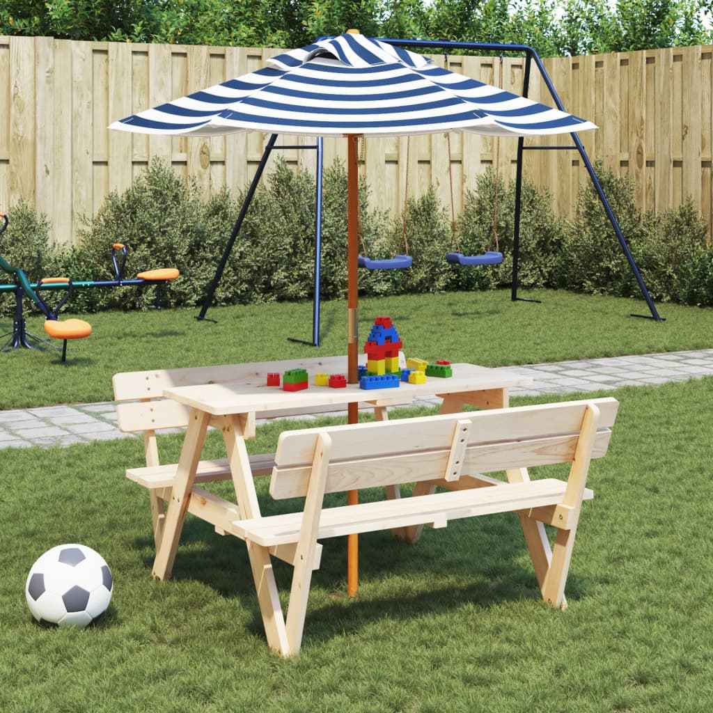 vidaXL Parasol voor kinderen met houten paal Ø120x140 cm