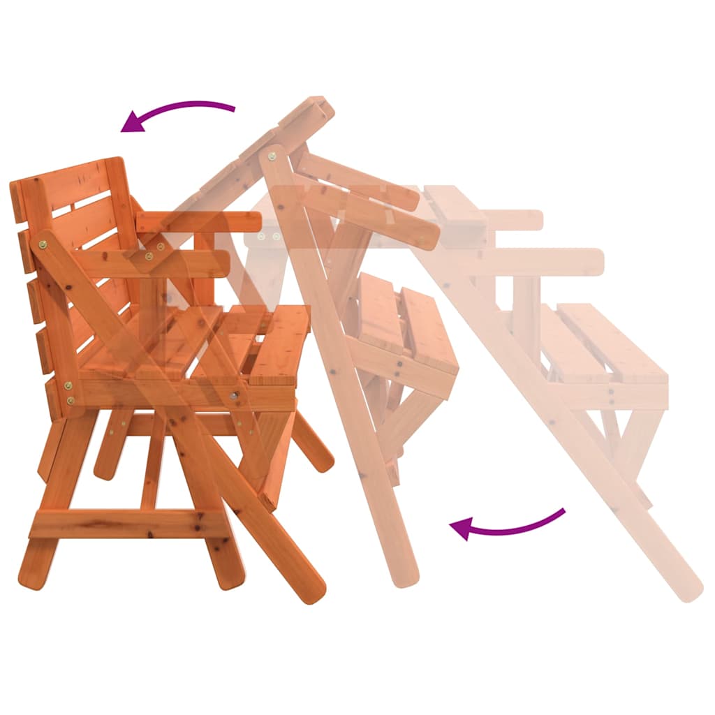vidaXL Picknicktafel met banken 2-in-1 ombouwbaar massief vurenhout