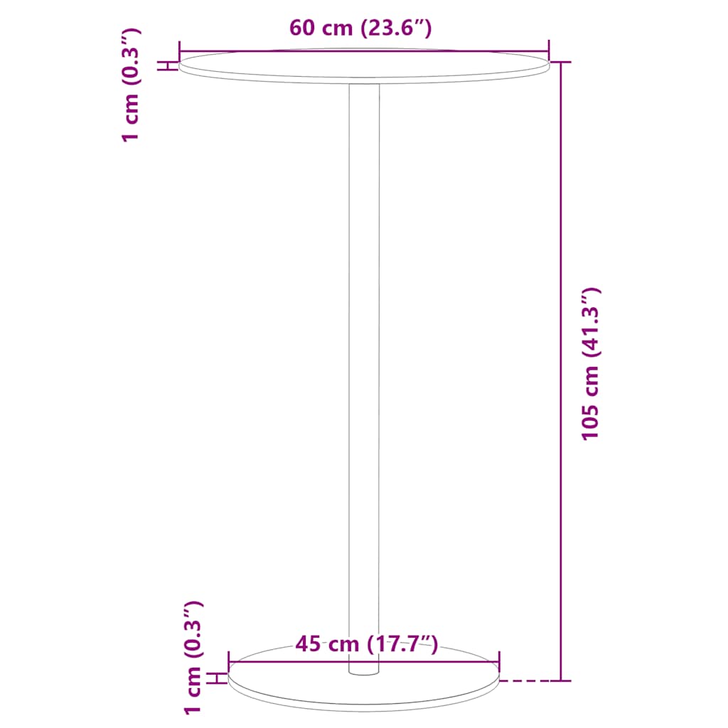 vidaXL Tuintafel rond Ø60x105 cm staal zwart