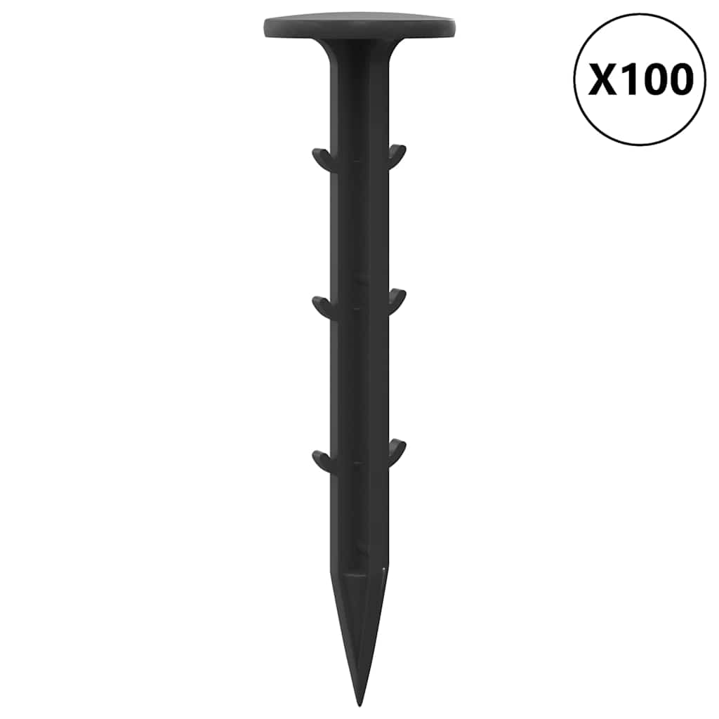vidaXL Plastic Pennen 100 pcs Zwart 3 x 11 cm Kunststof