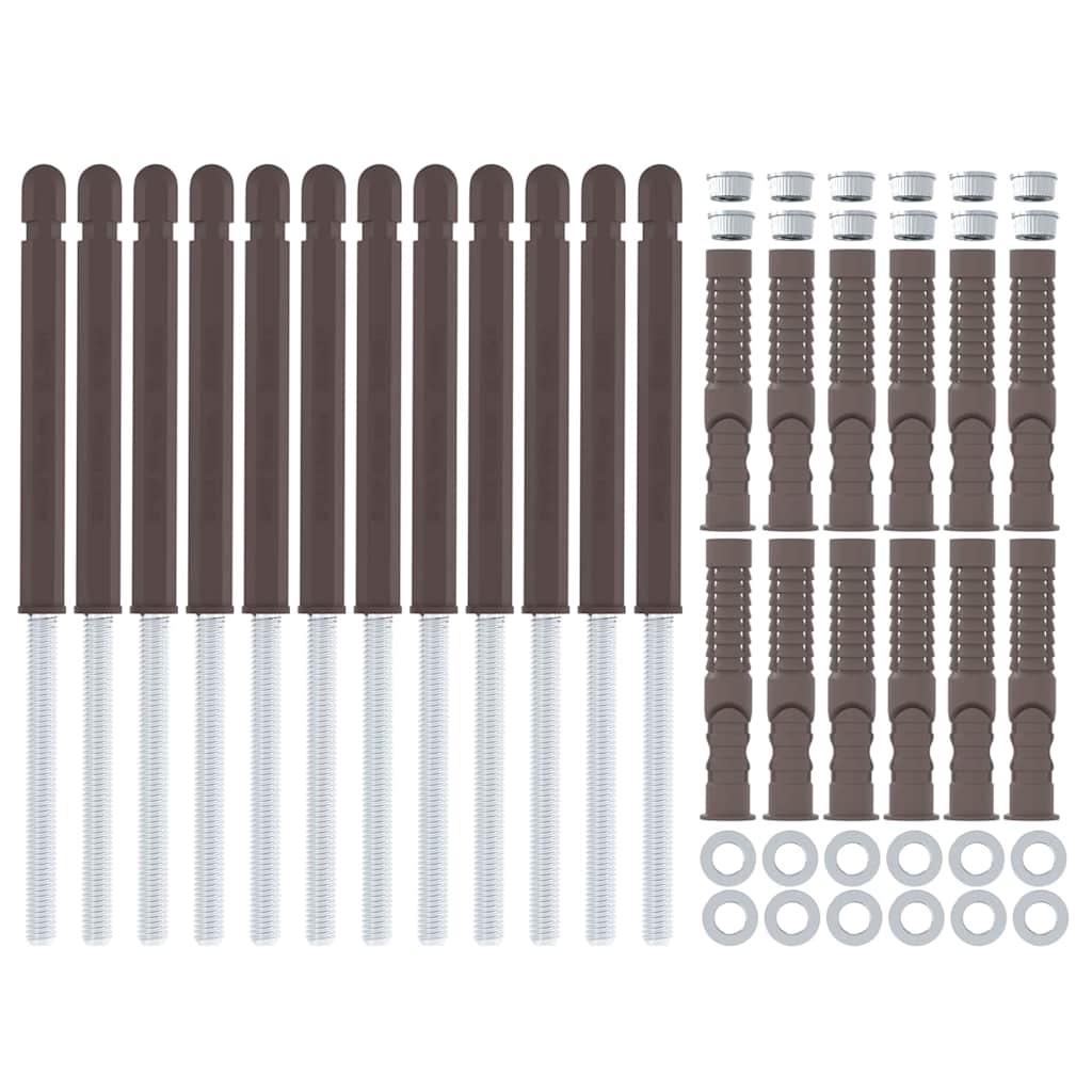 vidaXL Vloeiende planken steunen 12 pcs Bruin Ø10 x 170 mm Staal