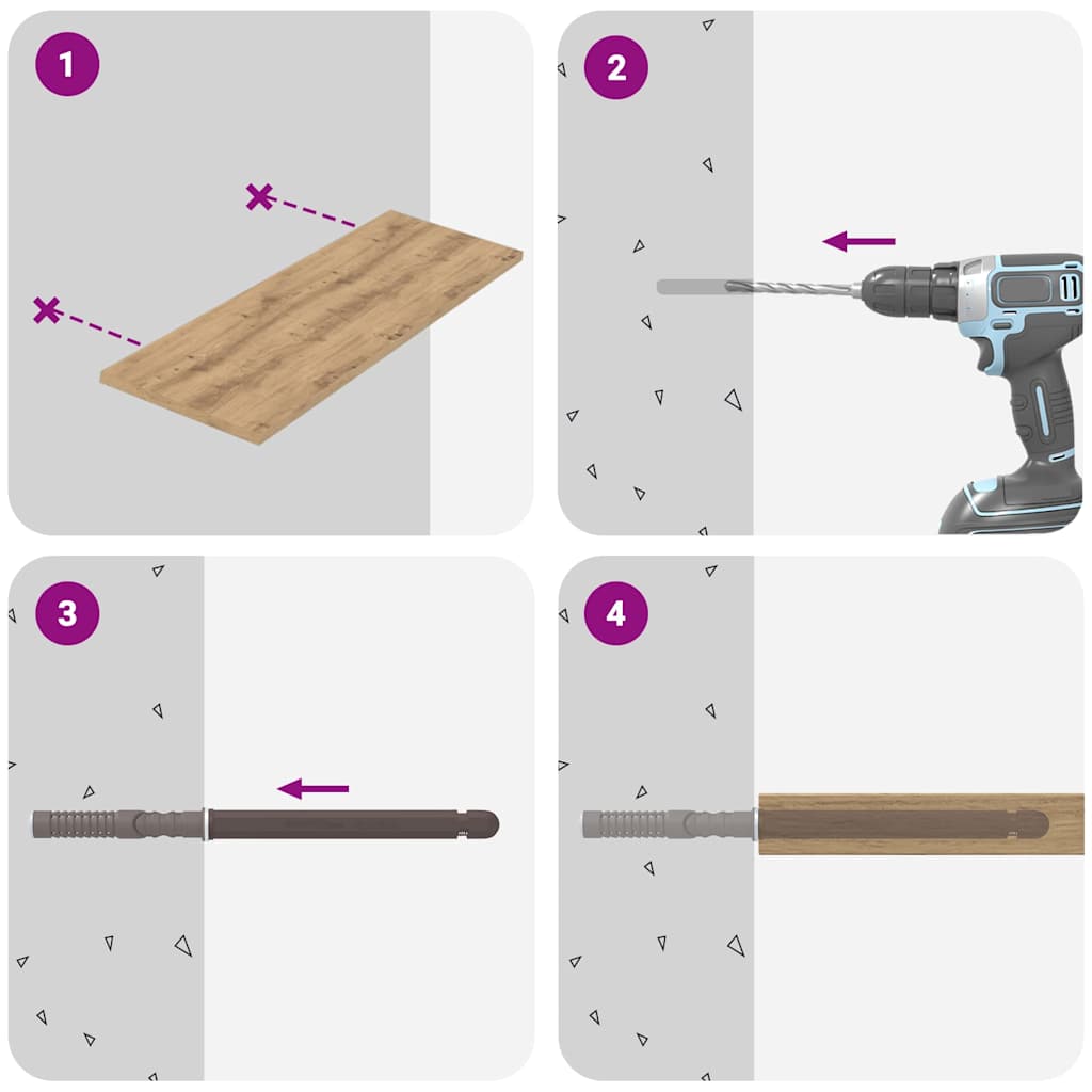 vidaXL Vloeiende planken steunen 12 pcs Bruin Ø10 x 170 mm Staal