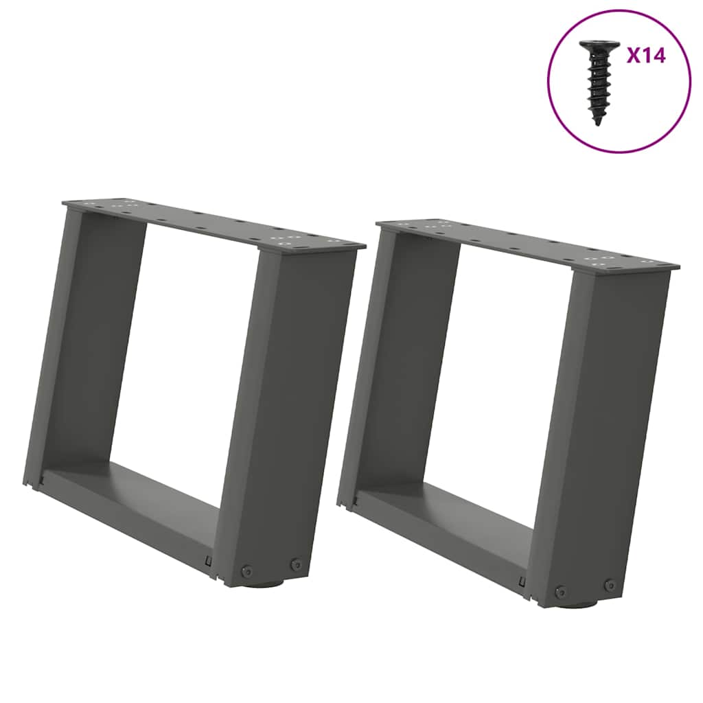vidaXL Eettafelpoten 2 st U-vormig 80x(72-73) cm staal zwart - Aashly