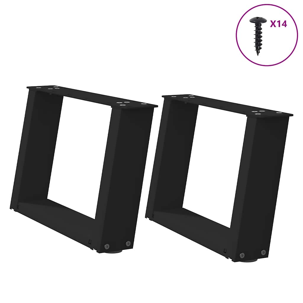 vidaXL Eettafelpoten 2 st U-vormig 80x(72-73) cm staal zwart - Aashly