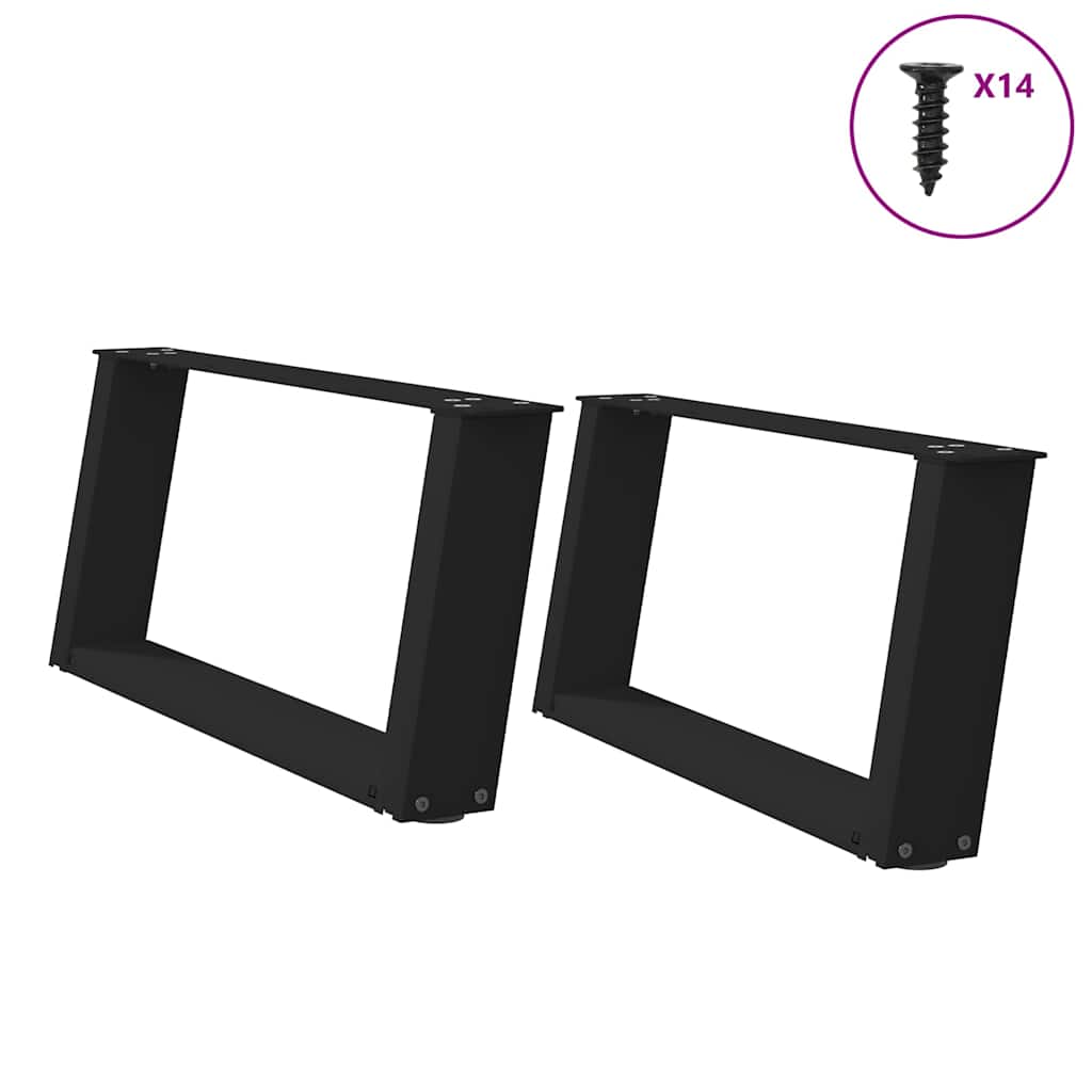 vidaXL Eettafelpoten 2 st U-vormig 80x(72-73) cm staal zwart - Aashly