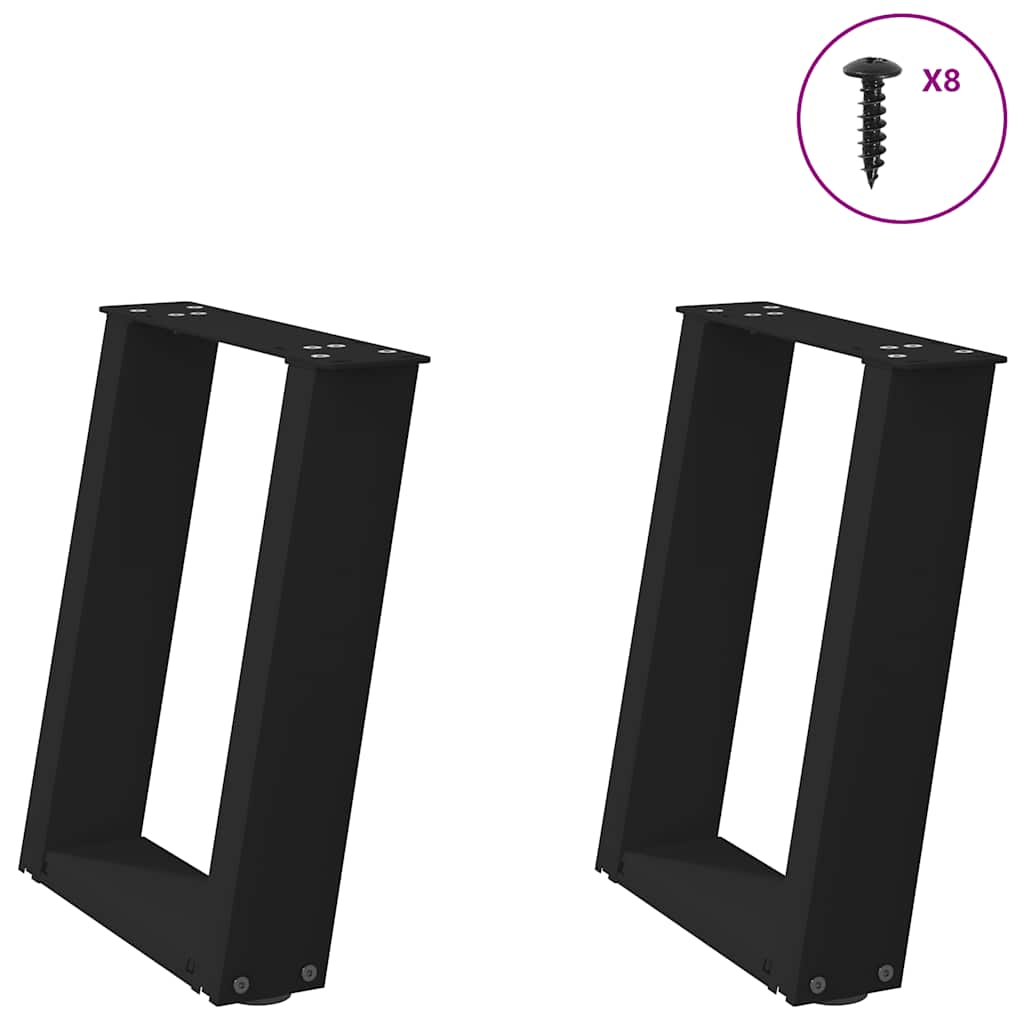 vidaXL Eettafelpoten 2 st U-vormig 80x(72-73) cm staal zwart - Aashly