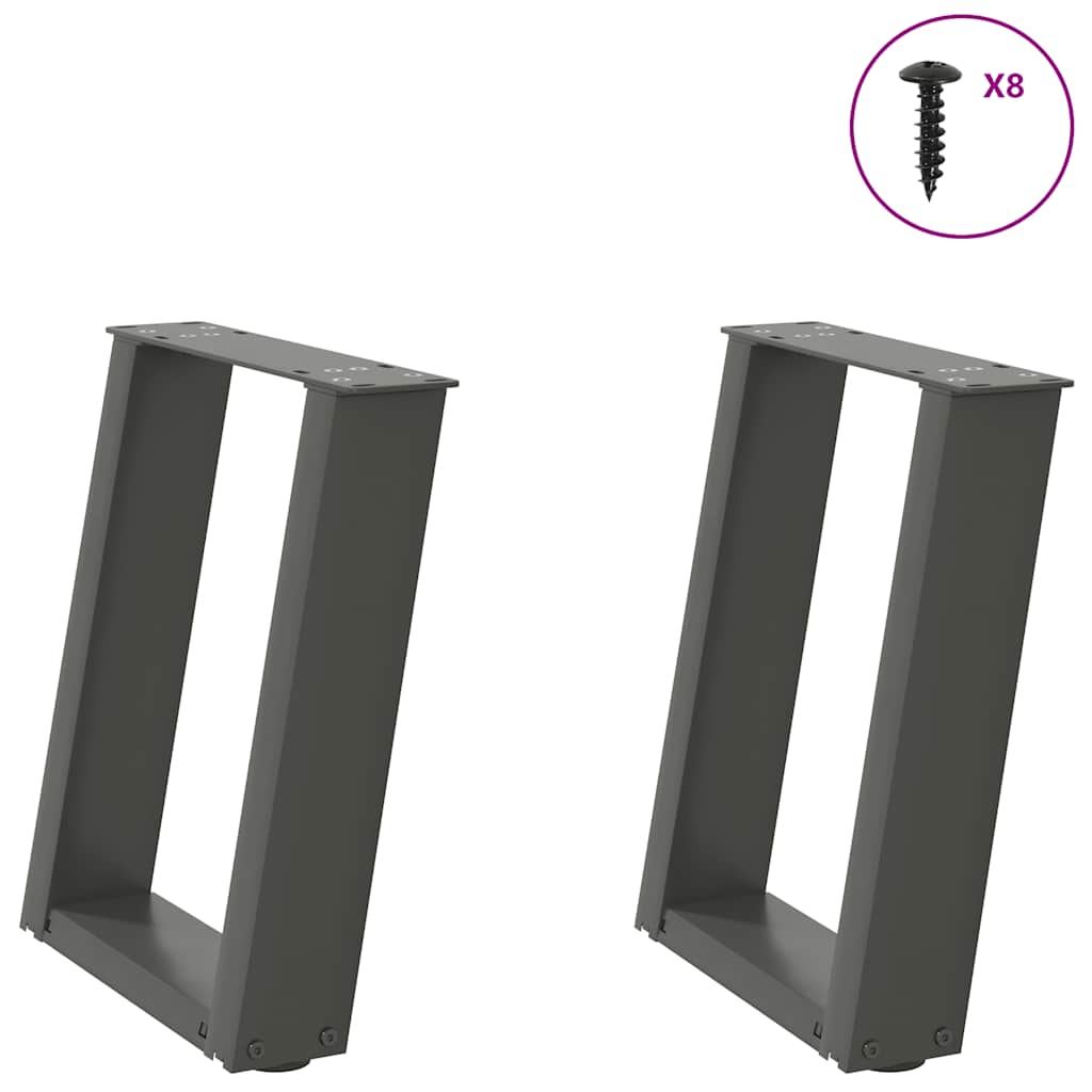 vidaXL Eettafelpoten 2 st U-vormig 80x(72-73) cm staal zwart - Aashly