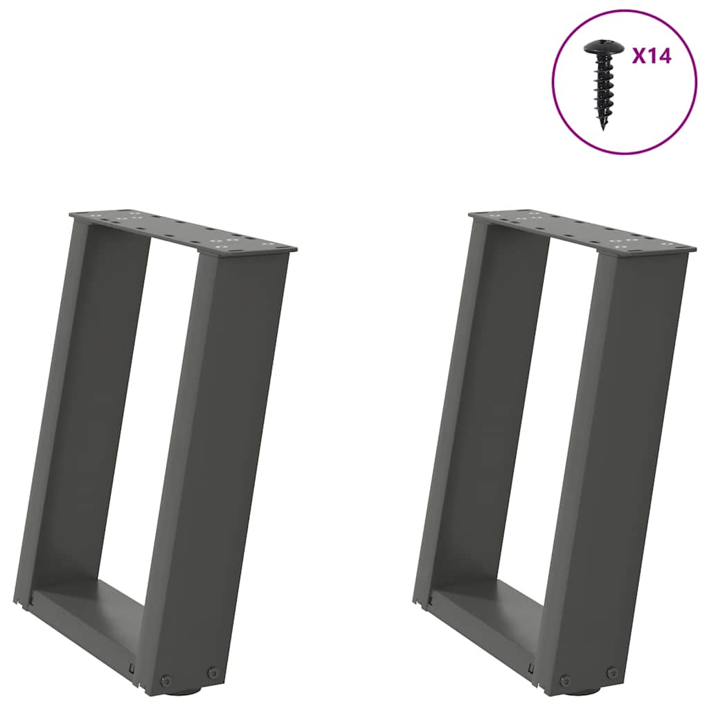 vidaXL Eettafelpoten 2 st U-vormig 80x(72-73) cm staal zwart - Aashly