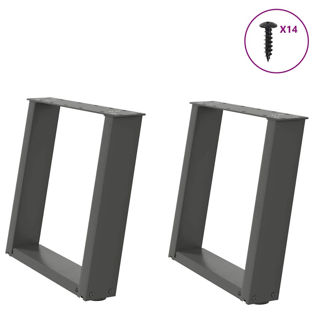 vidaXL Eettafelpoten 2 st U-vormig 80x(72-73) cm staal zwart - Aashly