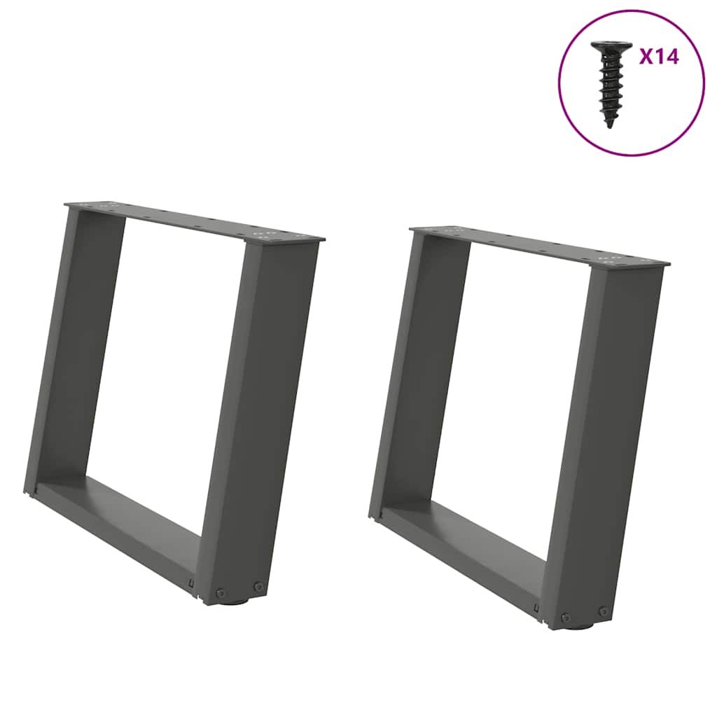 vidaXL Eettafelpoten 2 st U-vormig 80x(72-73) cm staal zwart - Aashly