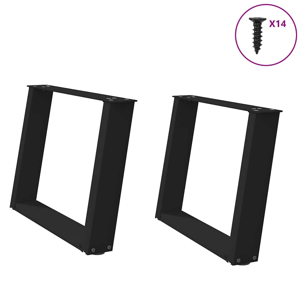 vidaXL Eettafelpoten 2 st U-vormig 80x(72-73) cm staal zwart - Aashly