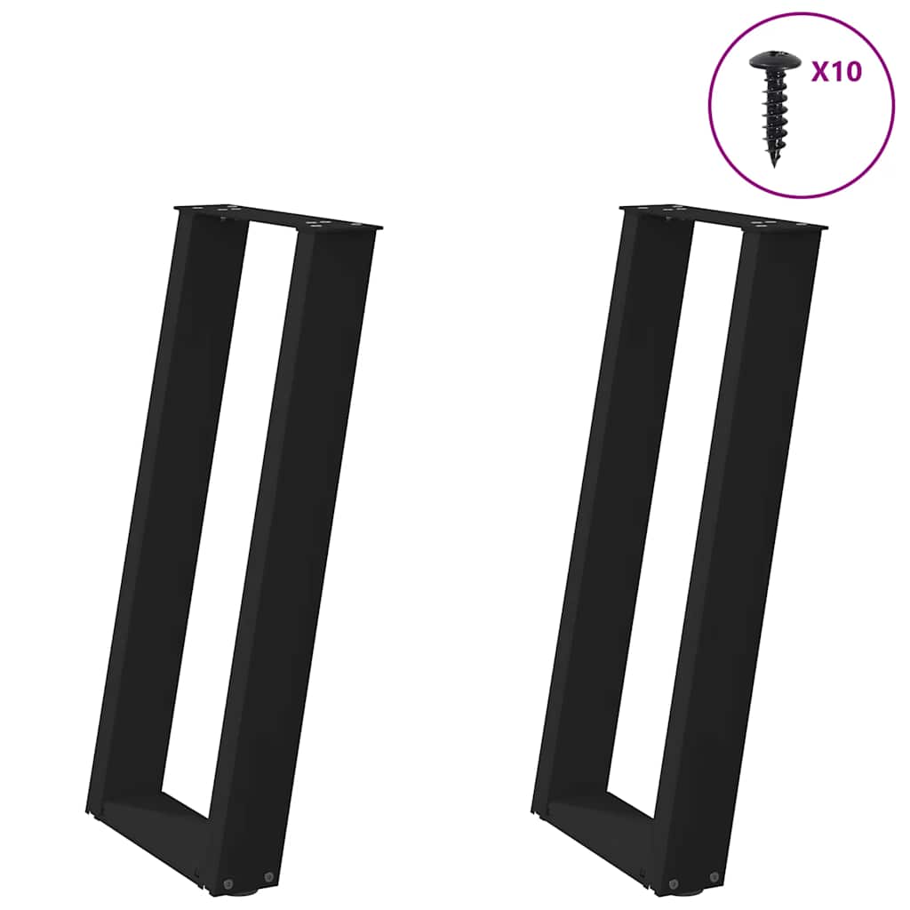 vidaXL Eettafelpoten 2 st U-vormig 80x(72-73) cm staal zwart - Aashly