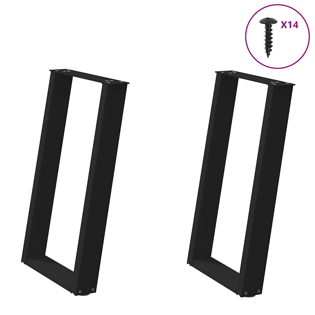 vidaXL Eettafelpoten 2 st U-vormig 80x(72-73) cm staal zwart - Aashly