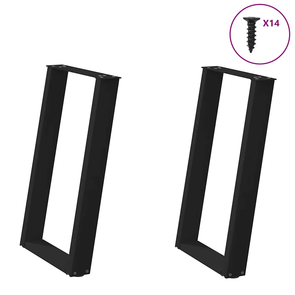 vidaXL Eettafelpoten 2 st U-vormig 80x(72-73) cm staal zwart - Aashly