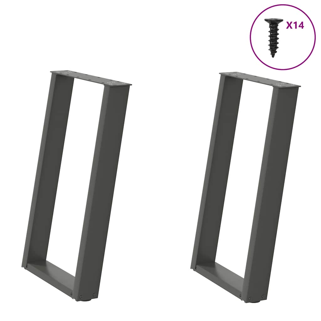vidaXL Eettafelpoten 2 st U-vormig 80x(72-73) cm staal zwart - Aashly