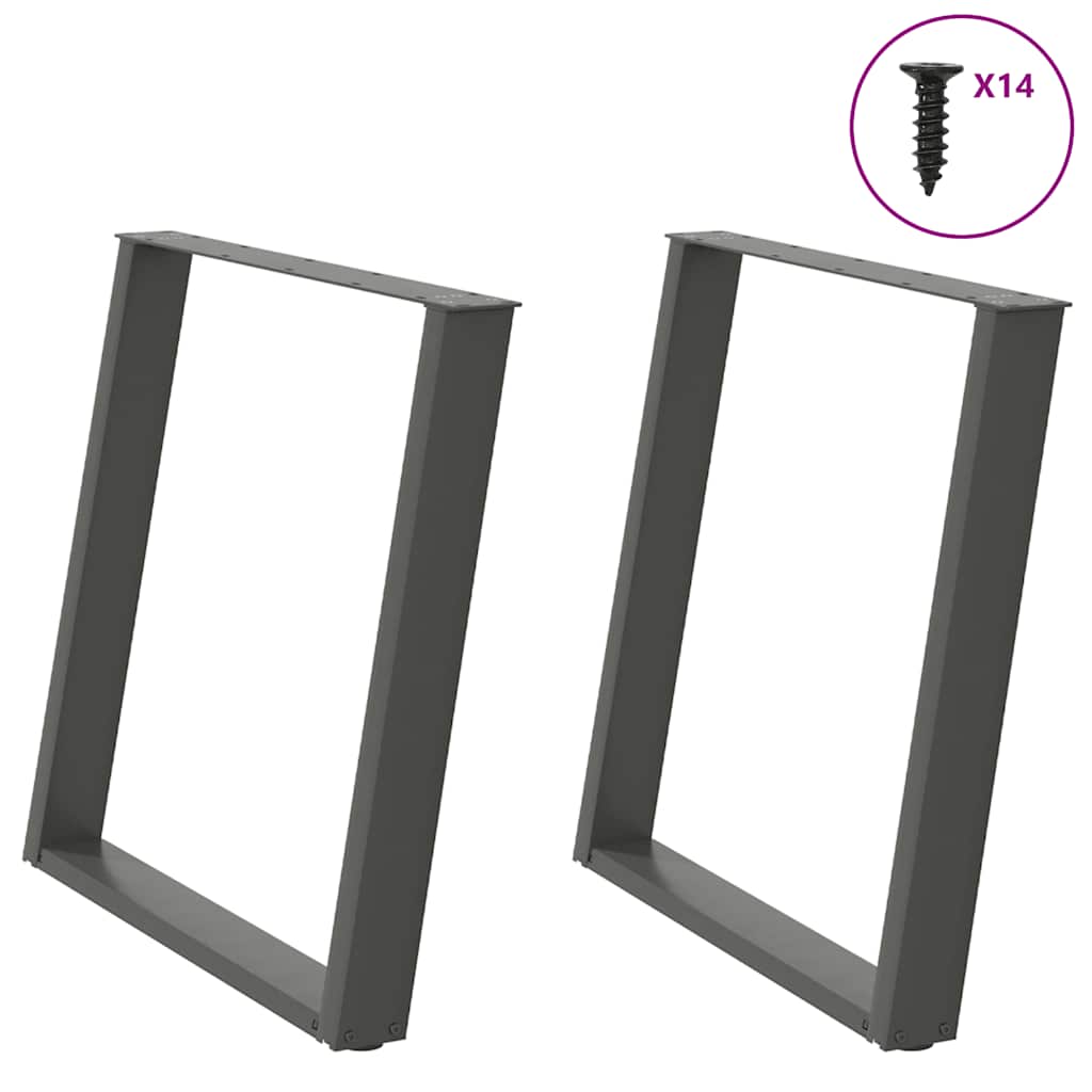 vidaXL Eettafelpoten 2 st U-vormig 80x(72-73) cm staal zwart - Aashly