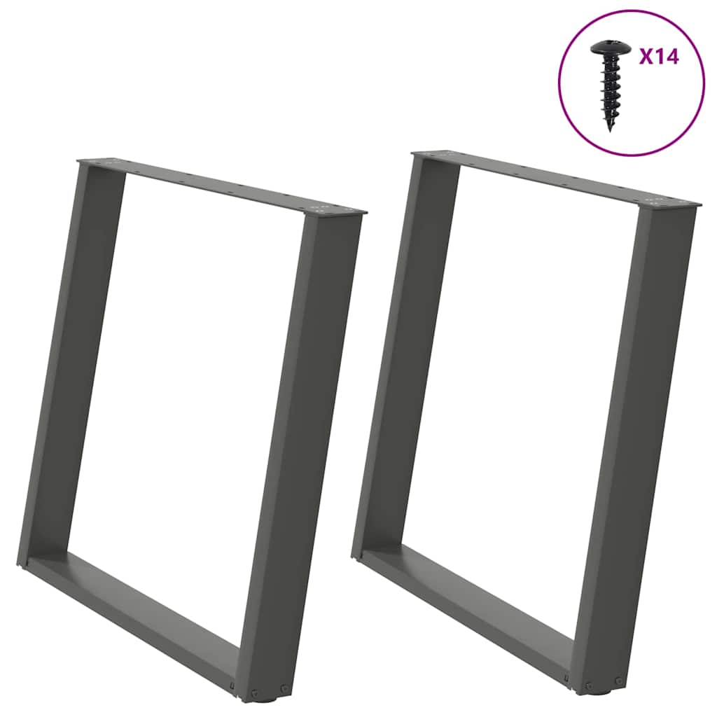 vidaXL Eettafelpoten 2 st U-vormig 80x(72-73) cm staal zwart - Aashly