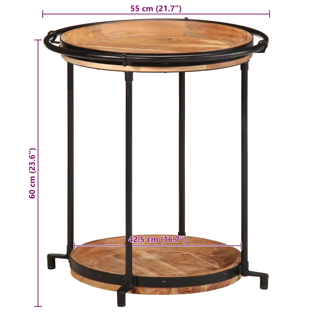vidaXL Bijzettafel Ø55x60 cm massief mangohout - Aashly