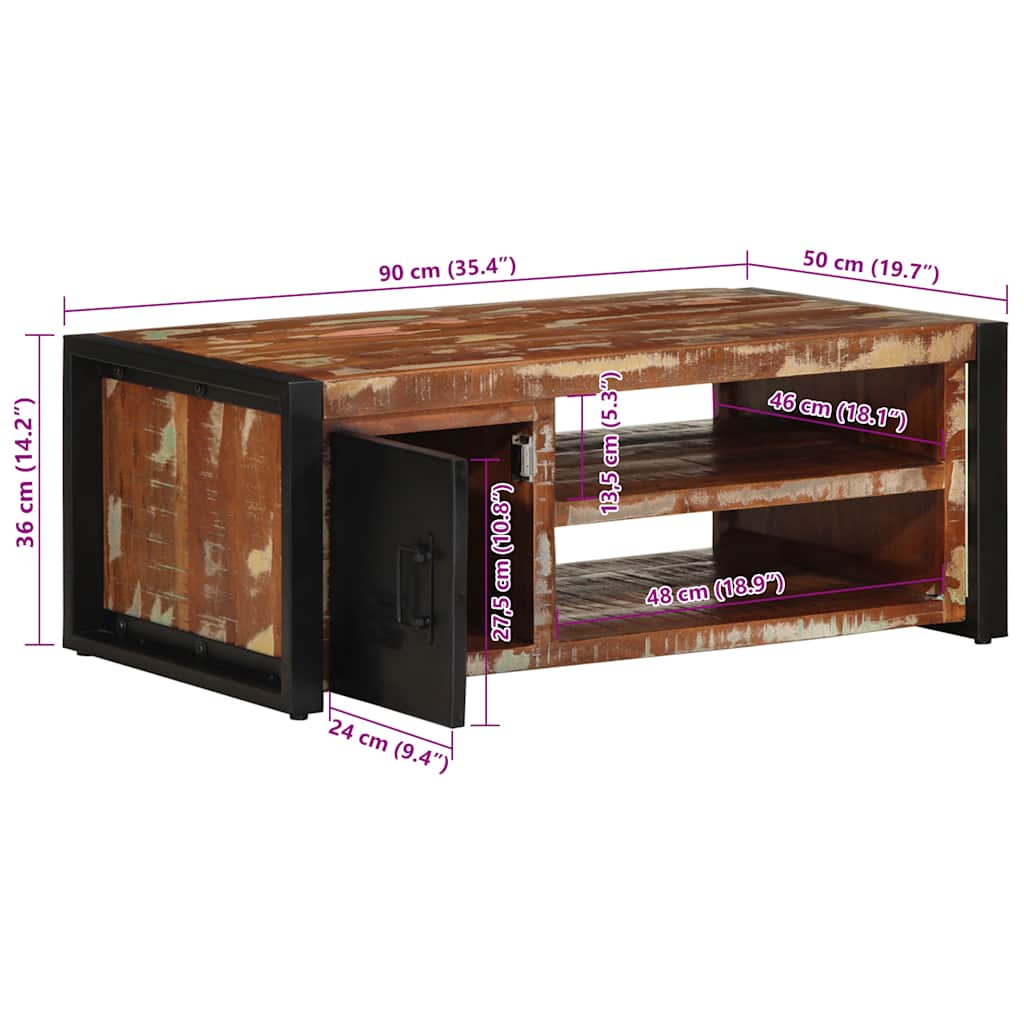 vidaXL Salontafel 90x50x36 cm massief ruw mangohout - Aashly