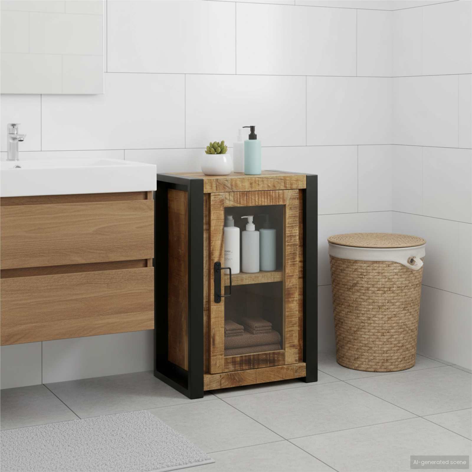 vidaXL Badkamer Wandkast Kleurrijk 40x30x60 cm Massief Hout Gerecycled