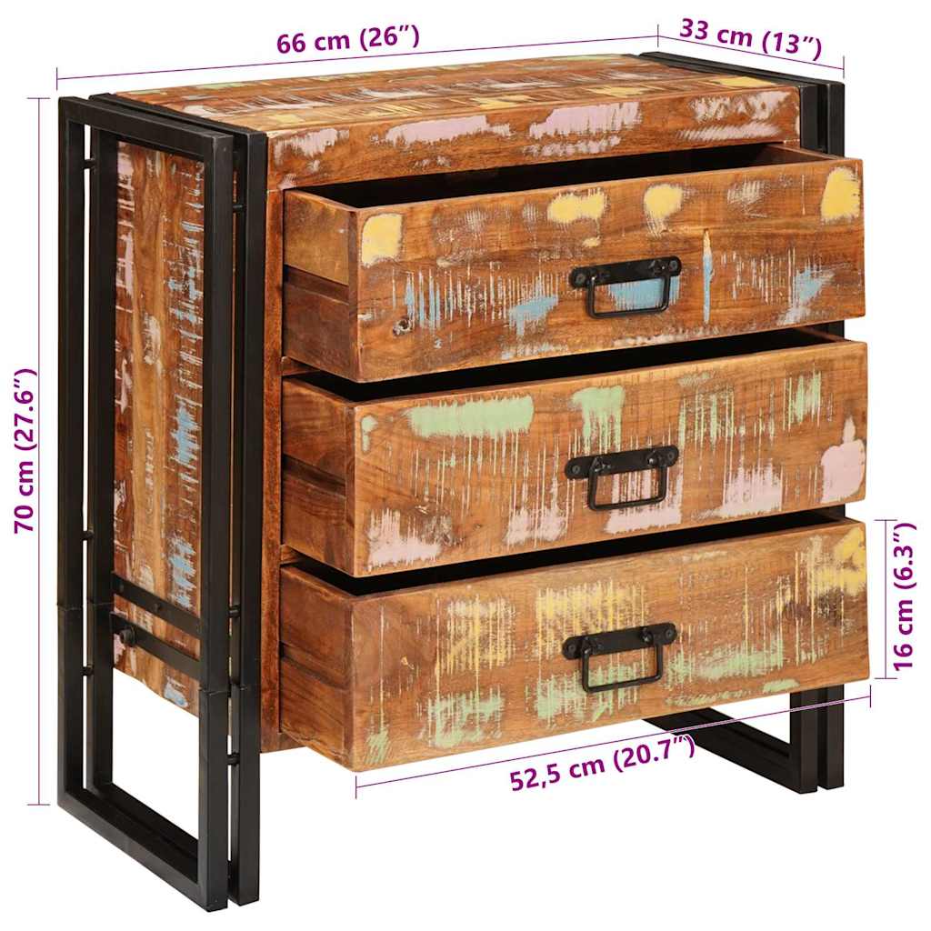 vidaXL Dressoir met lade Bruin 66 x 33 x 70 cm massief mangohout