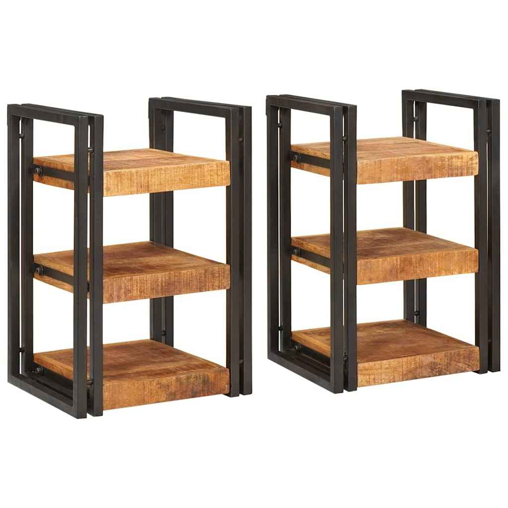 vidaXL Nachtkastje Bruin en zwart 38 x 33 x 58 cm Massief Mango Hout