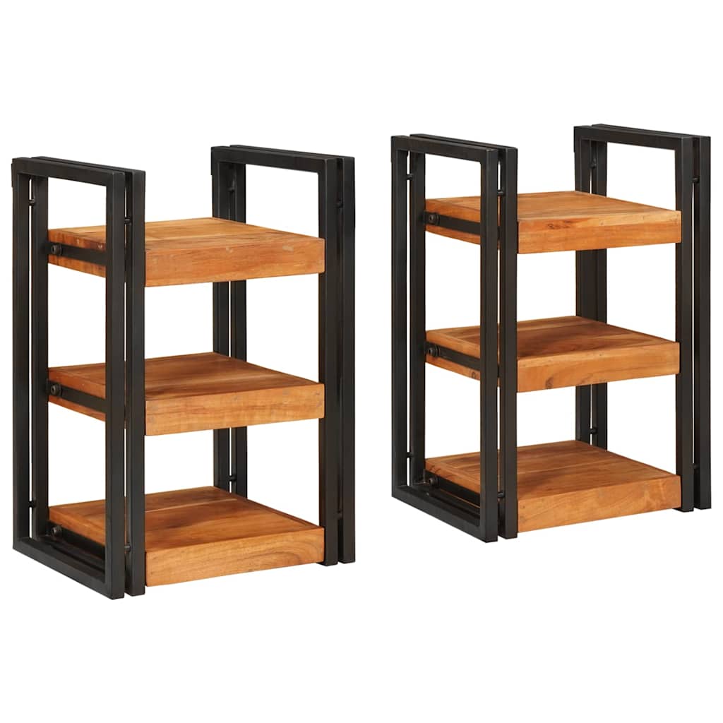 vidaXL Nachtkastje Bruin en zwart 38 x 33 x 58 cm Massief Mango Hout
