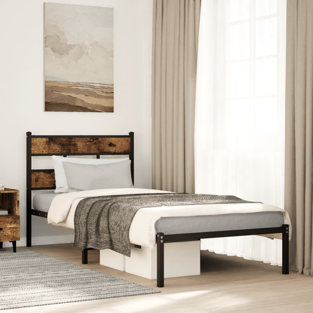 vidaXL Bedframe zonder matras metaal gerookt eikenkleurig 160x200 cm