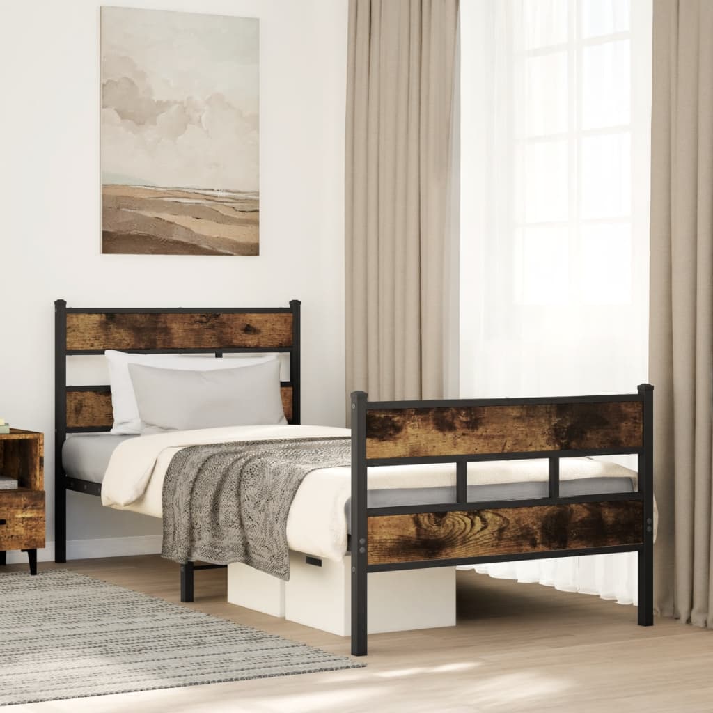 vidaXL Bedframe zonder matras metaal gerookt eikenkleurig 160x200 cm