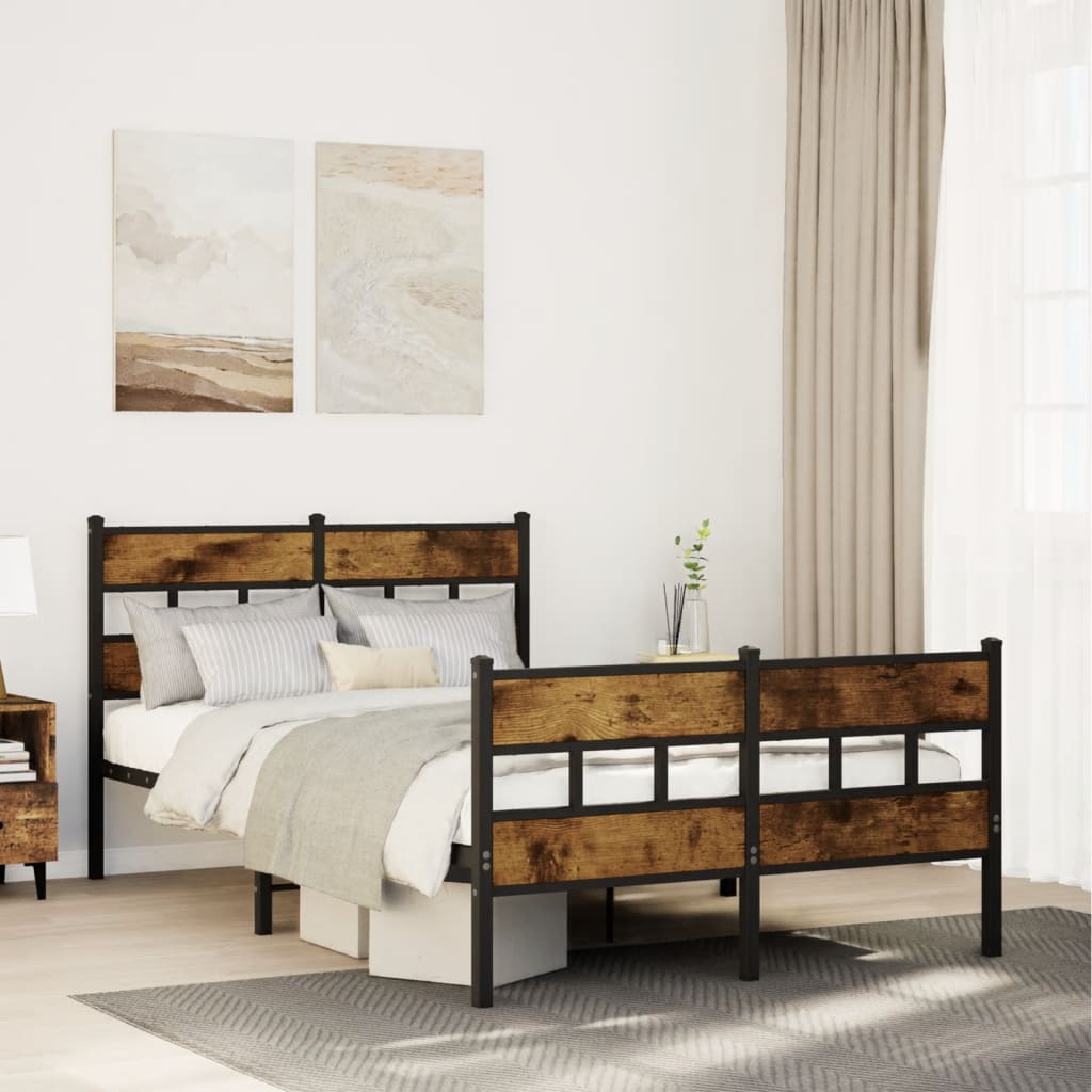 vidaXL Bedframe zonder matras metaal gerookt eikenkleurig 160x200 cm