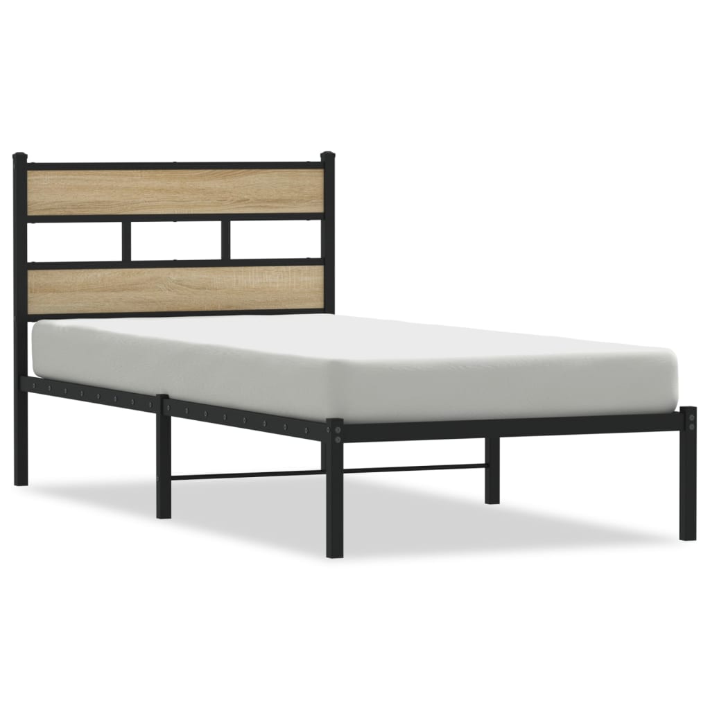 vidaXL Bedframe zonder matras metaal gerookt eikenkleurig 160x200 cm