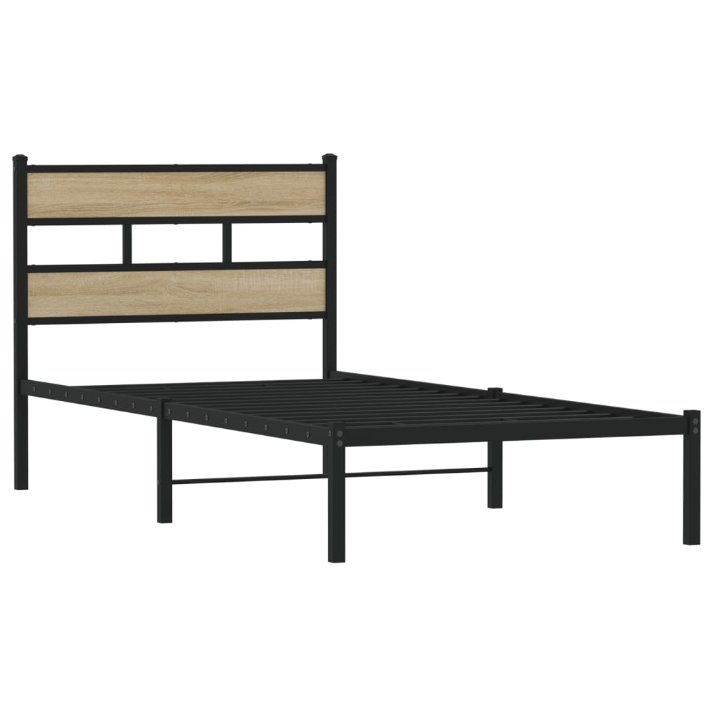 vidaXL Bedframe zonder matras metaal gerookt eikenkleurig 160x200 cm