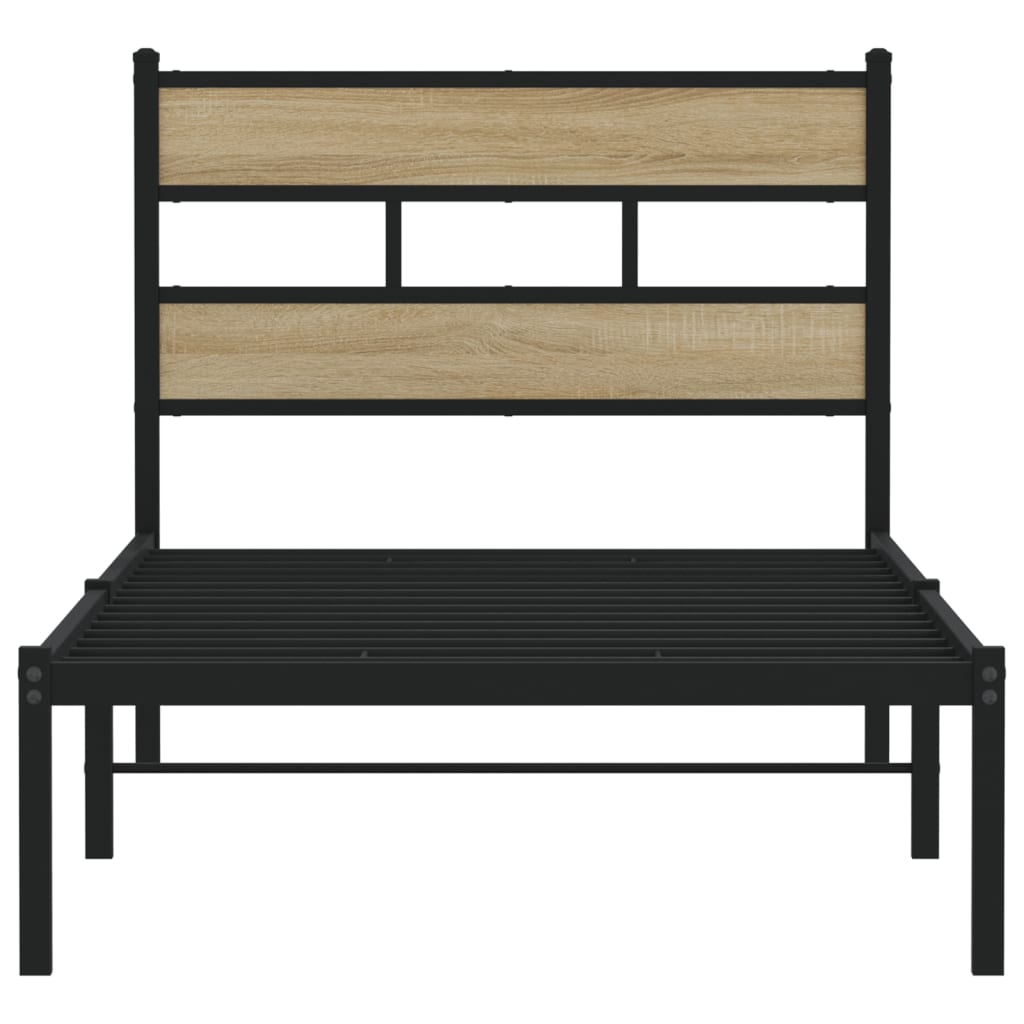vidaXL Bedframe zonder matras metaal gerookt eikenkleurig 160x200 cm
