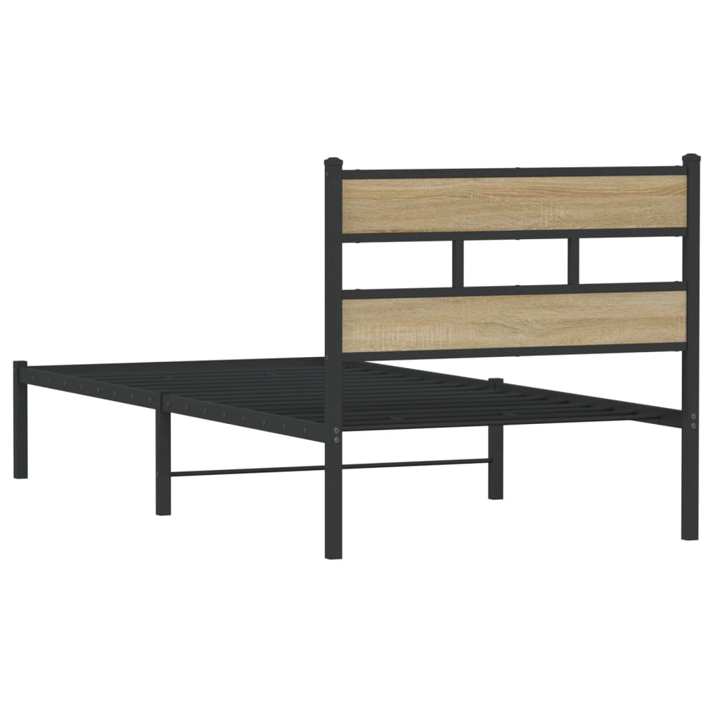 vidaXL Bedframe zonder matras metaal gerookt eikenkleurig 160x200 cm